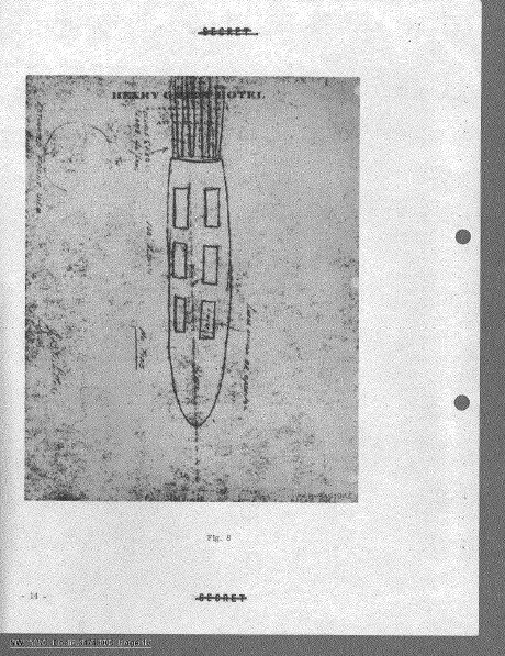Page d'un document déclassifié montrant un croquis dessiné à la main d'un objet cylindrique, légendé Fig. 8 — pièce DOW-UAP-D094, PURSUE Release 04