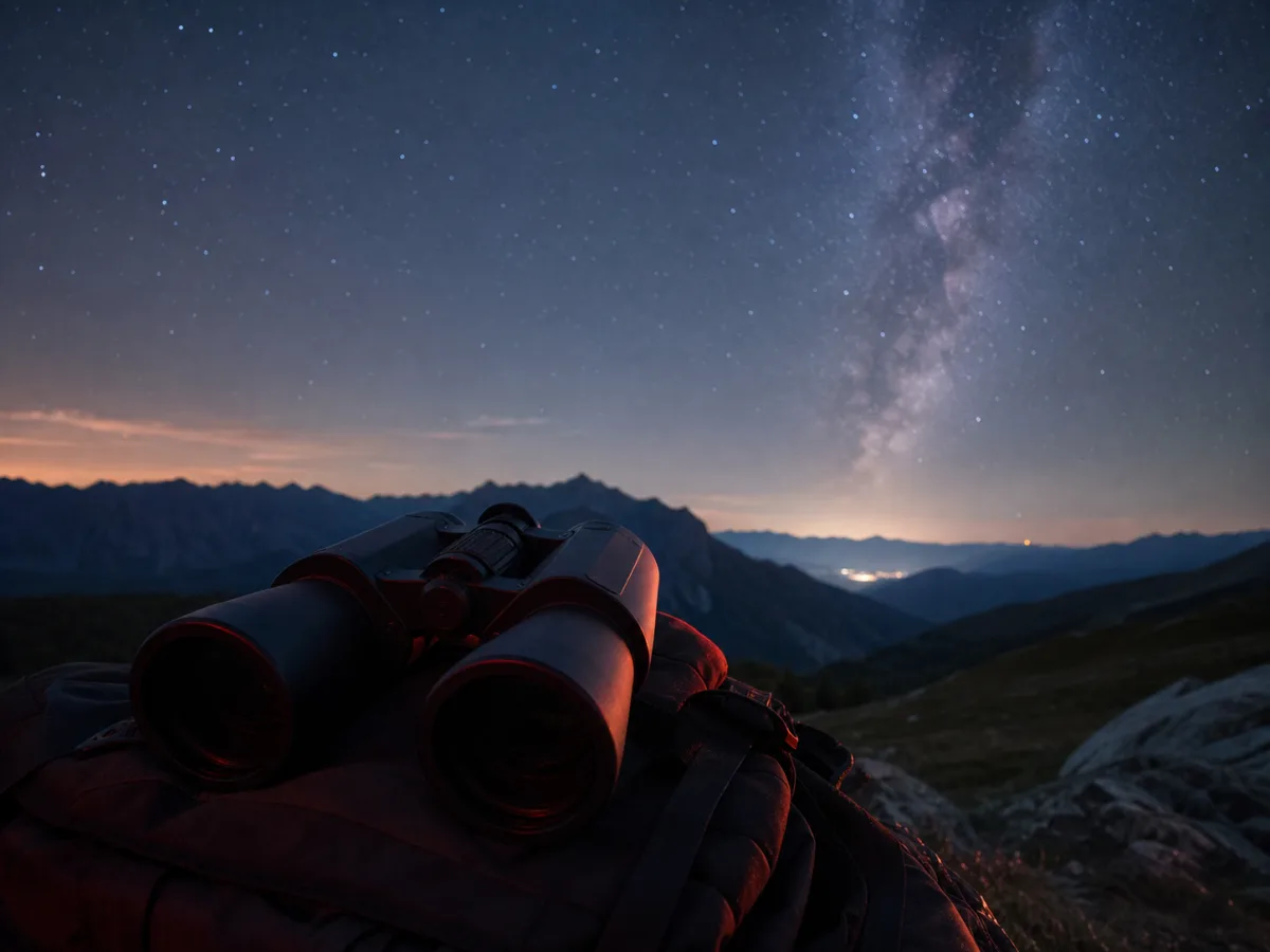 Jumelles 10x50 génériques prêtes pour une observation du ciel en montagne