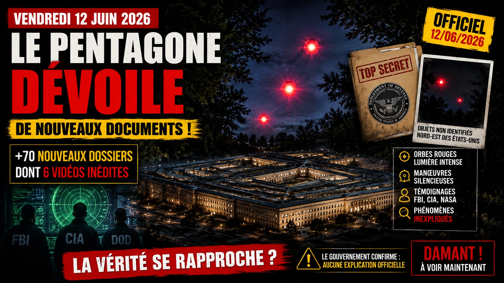Le Pentagone dévoile de nouveaux documents OVNI le 12 juin 2026