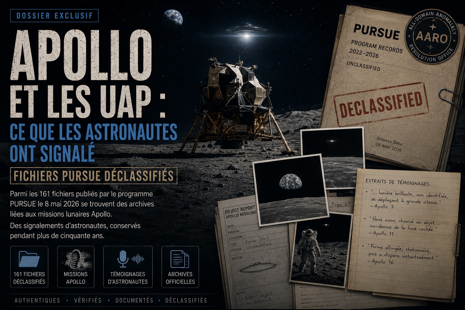 Apollo et les UAP : ce que les astronautes ont signalé — fichiers PURSUE déclassifiés