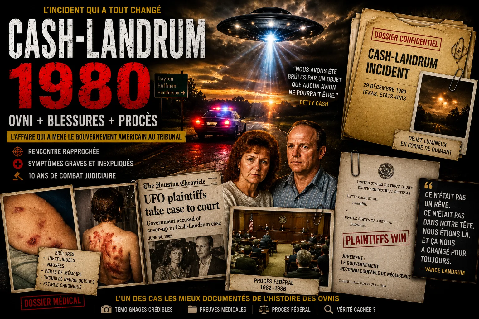 Cash-Landrum 1980 : OVNI, brûlures et procès fédéral — l'affaire qui a tout changé