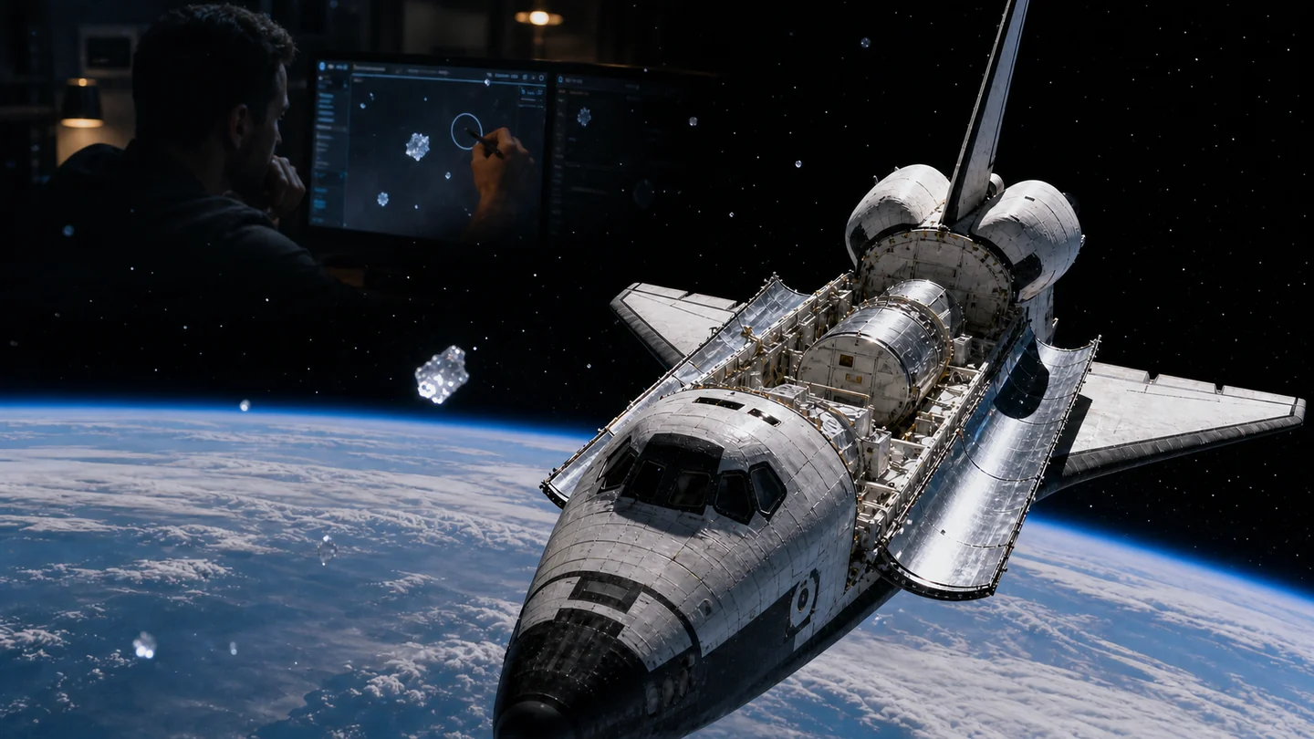 NASA STS-80 (1996) — image déclassifiée intégrée à la 4e tranche PURSUE