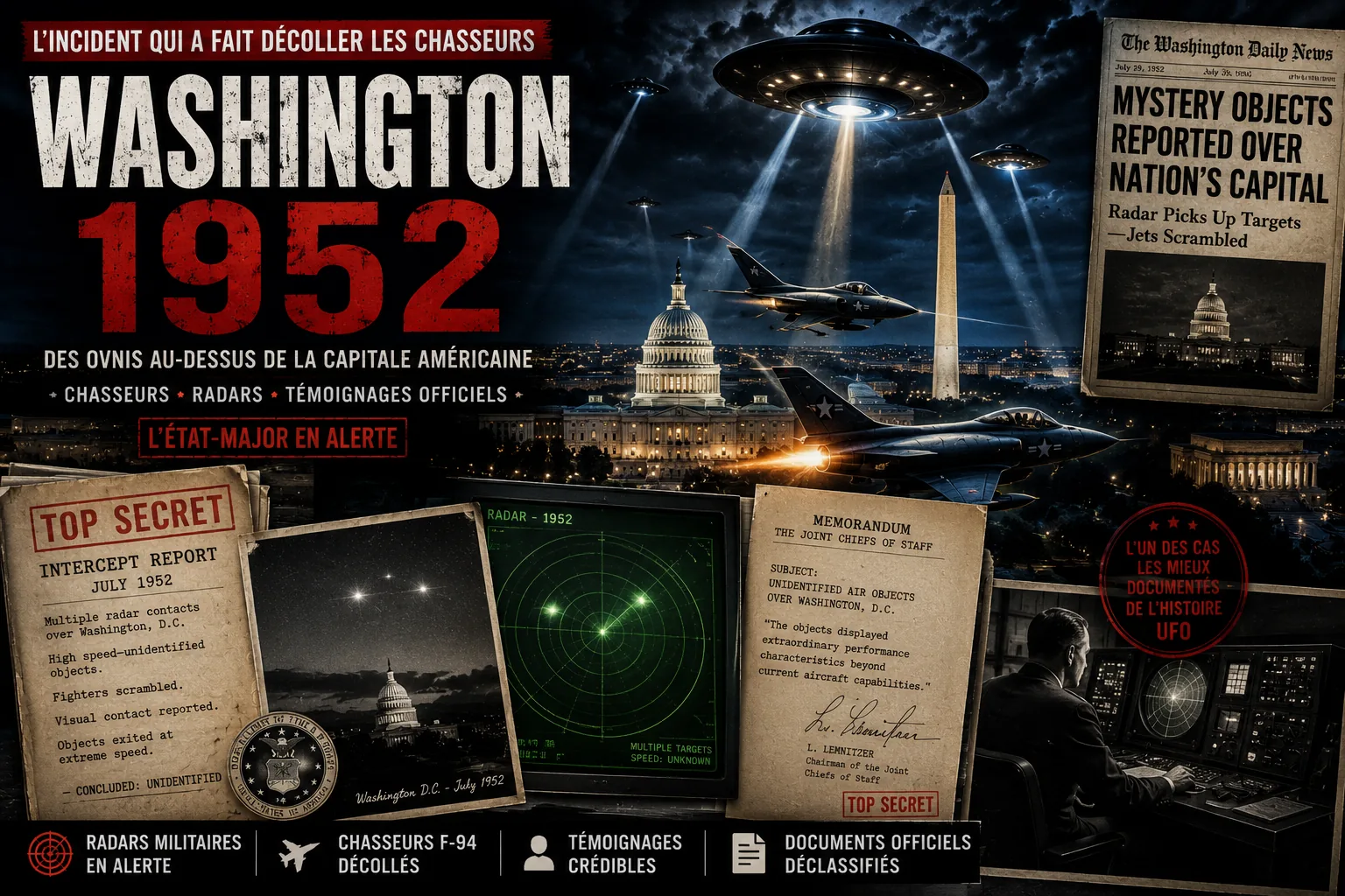 Washington 1952 : des OVNI sur le radar au-dessus du Capitole — l'USAF brouille ses chasseurs